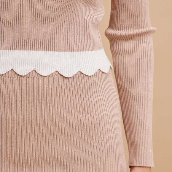 Tan Ribbed Knit Two-Piece Set - Picture 6 of 7